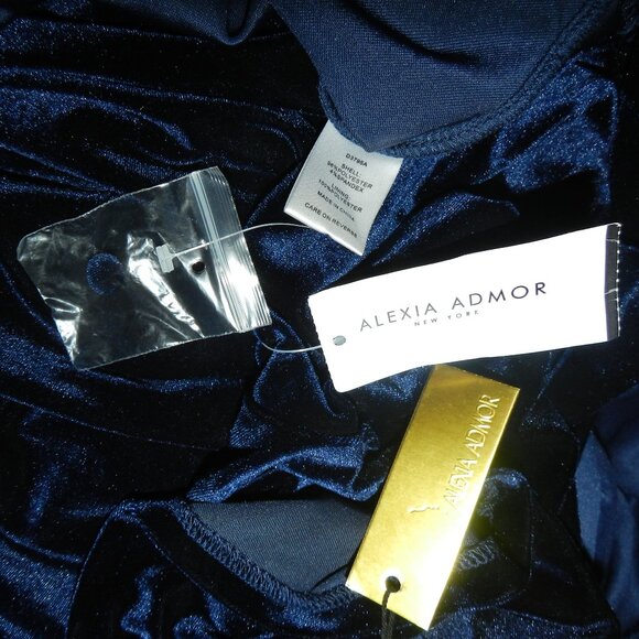 Alexia Admor Oakless Navy Velvet Flutter Flare Sleeve Dress XL $245 🆕⌚📦🏃💨🚚 - Picture 14 of 16